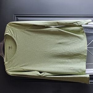 Athletic Works Olive Green and Black Striped Long Sleeve Tee